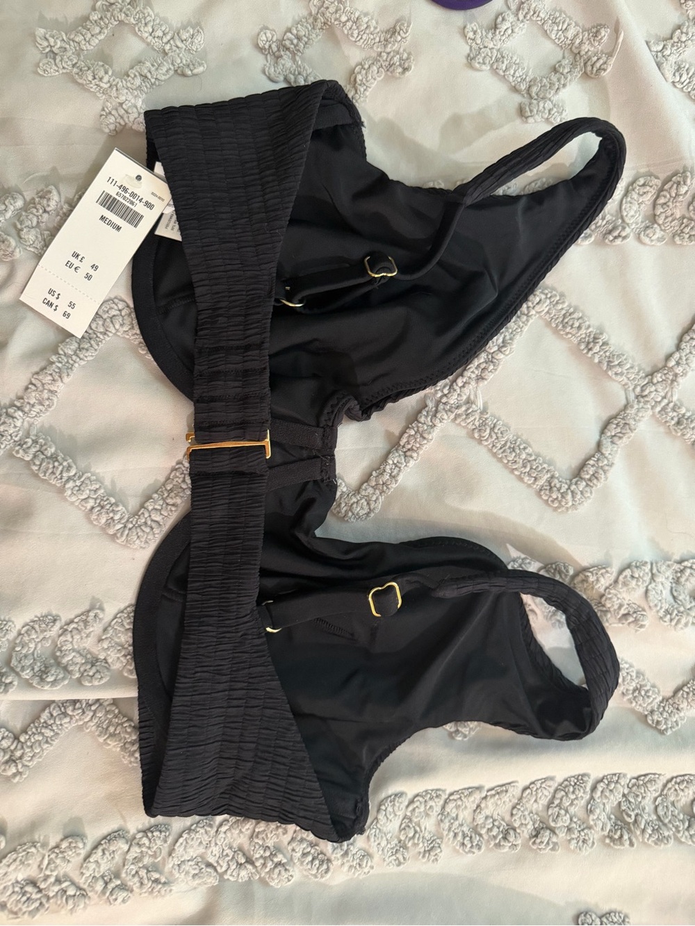 Abercrombie & Fitch Black Textured Underwire Bikini Top Curve love - Picture 3 of 6